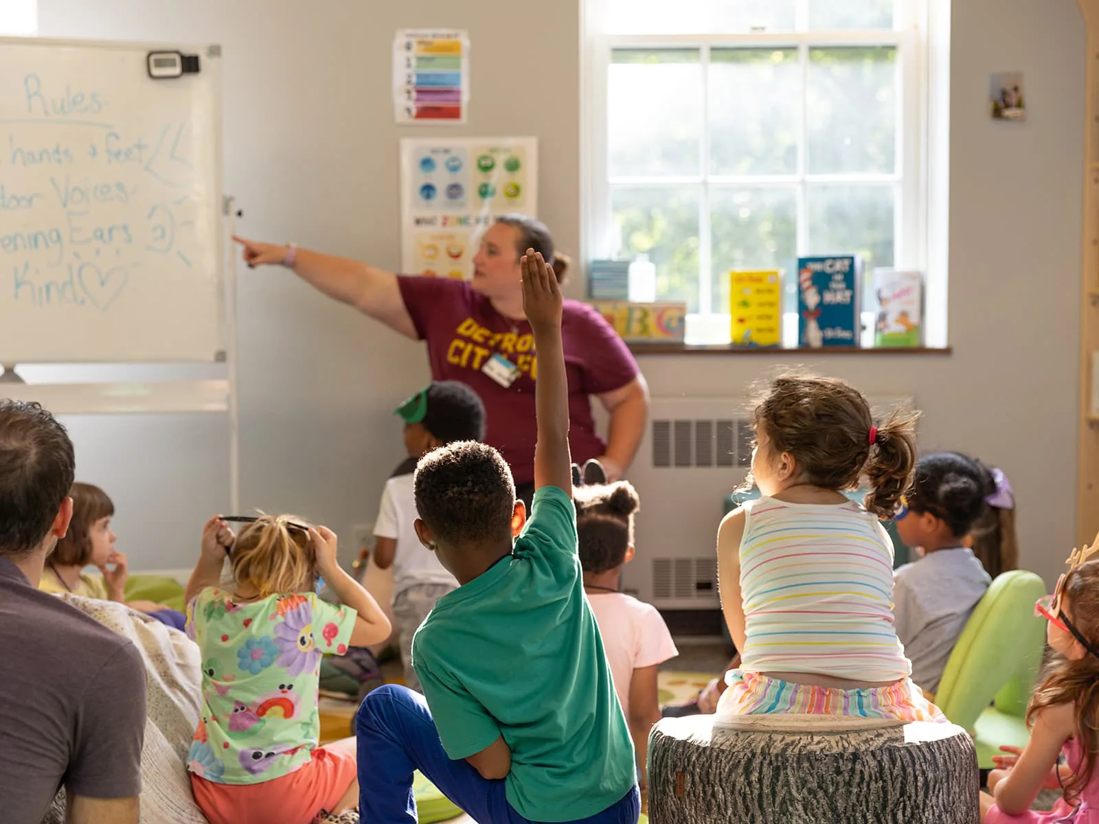 A teacher lead classroom of young students